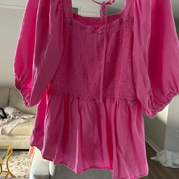 Pink Women's Smocked Top - Picture 2 of 4